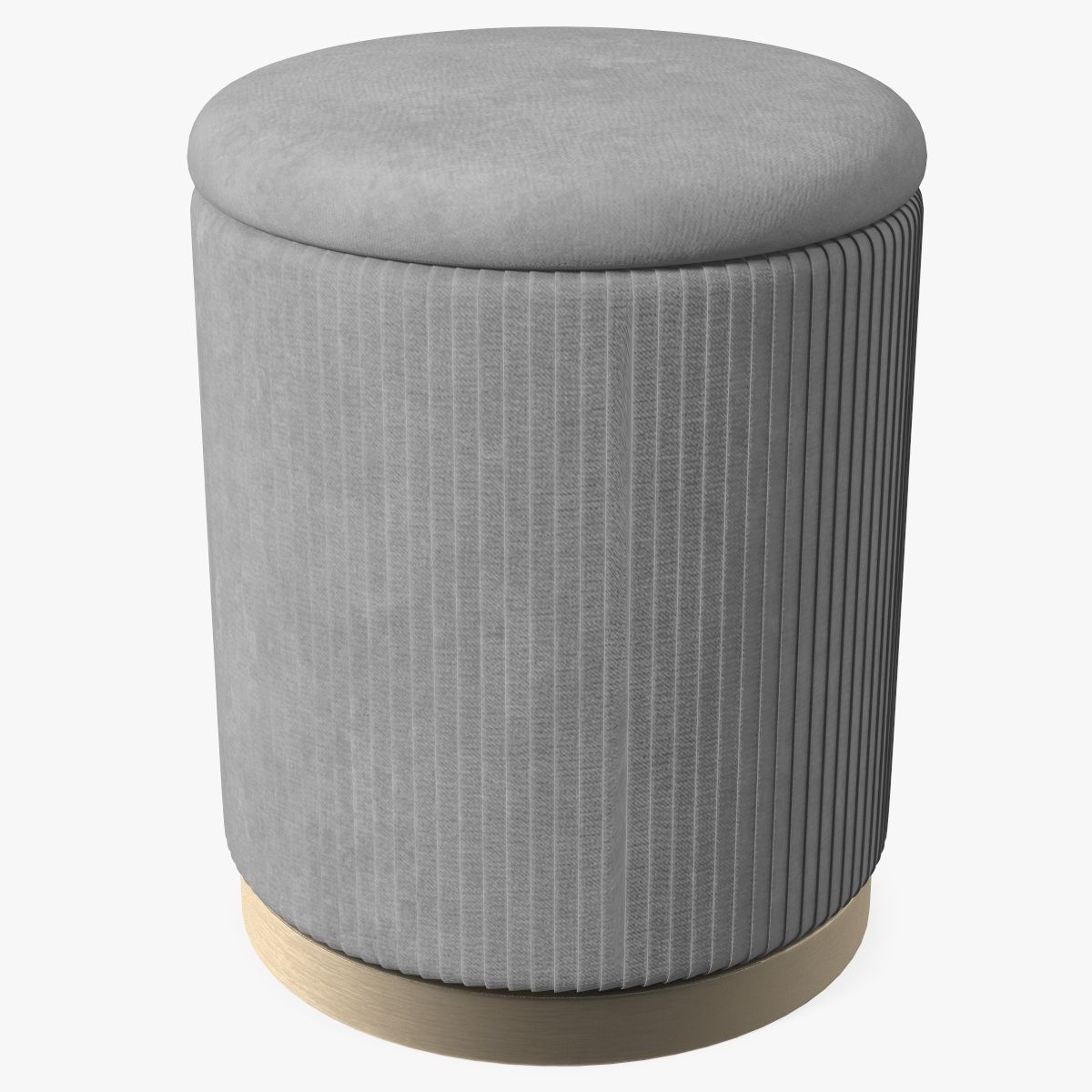 Round Fabric Ottoman Stool Grey 3d model