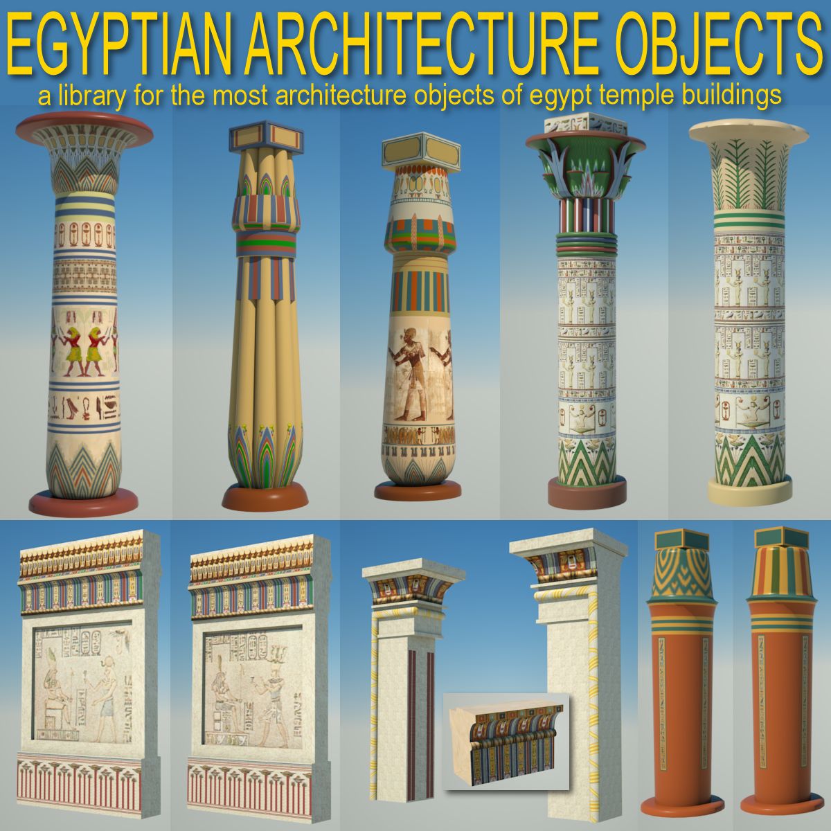 Egyptian architecture objects 3d model