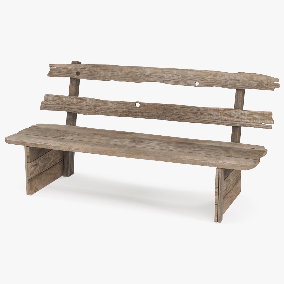 Old Wooden Bench 3d model