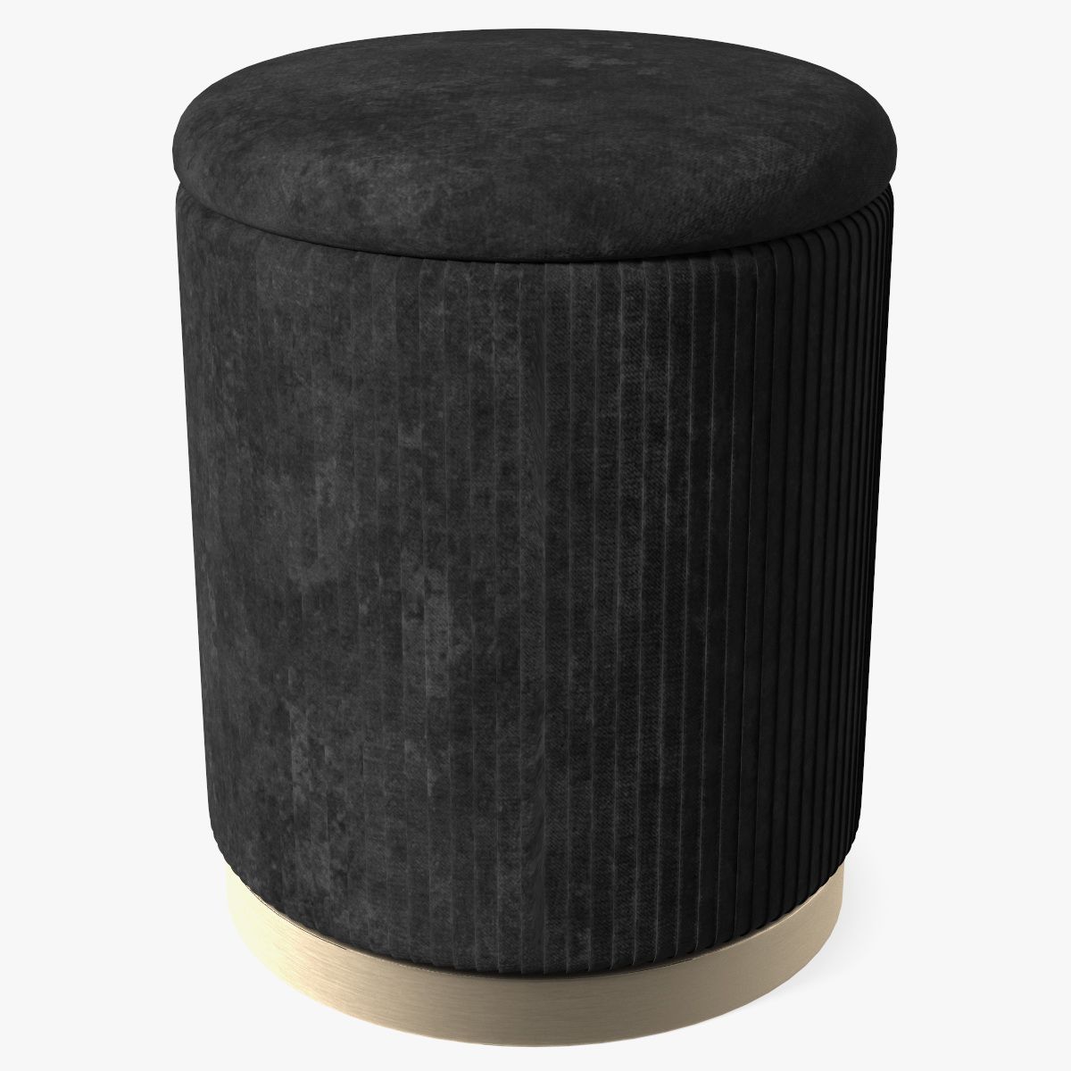 Black Round Fabric Ottoman Stool 3d model