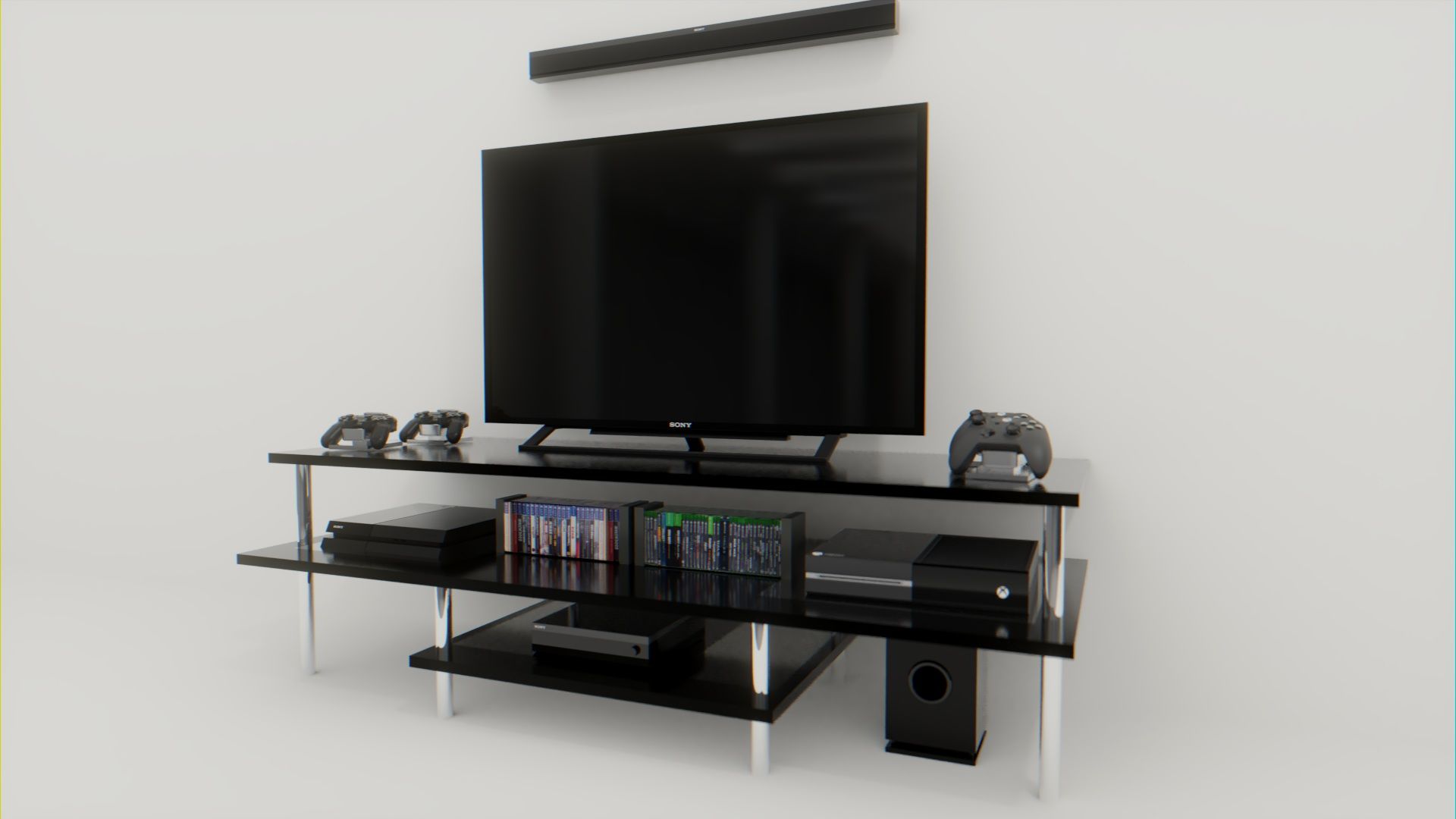 ps4 xbox One tv and home theater 3d model