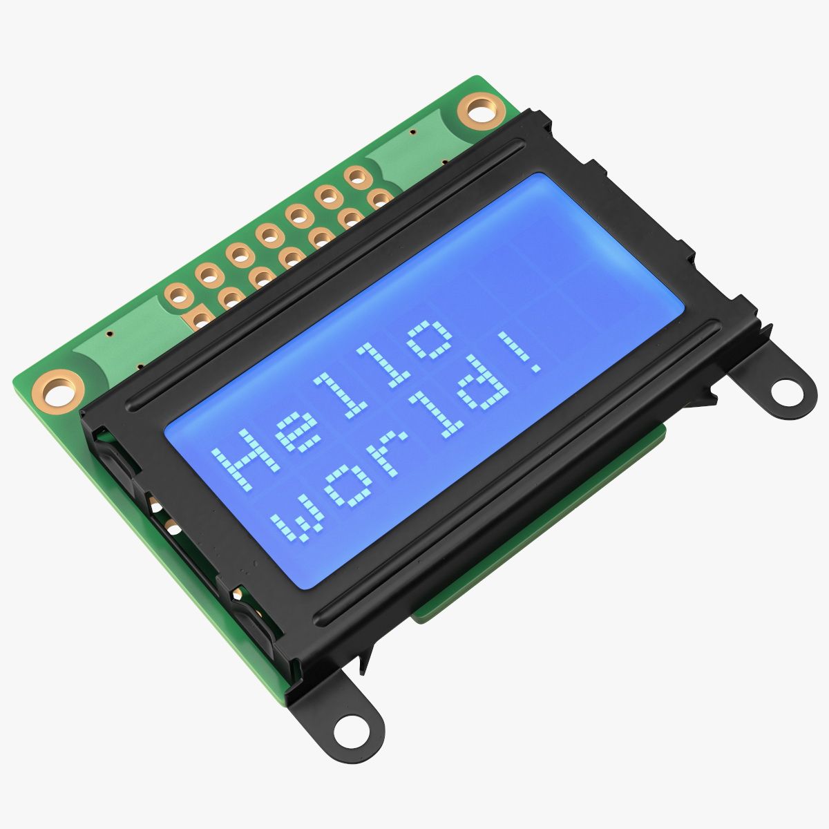 Character LCD Display Blue ON 3d model