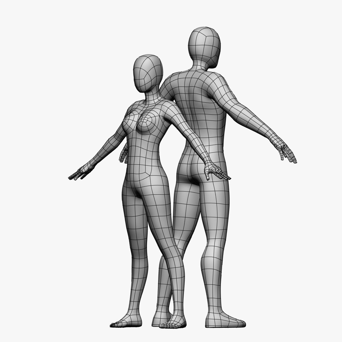Low Poly Base Mesh-Female/Male 3d model